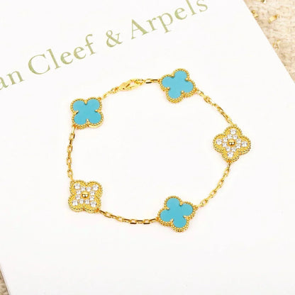 [⭐Seralia] CLOVER 5 MOTIF TURQUOISE BRACELET COLLECTION