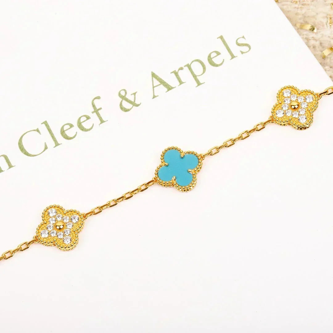 [⭐Seralia] CLOVER 5 MOTIF TURQUOISE BRACELET COLLECTION
