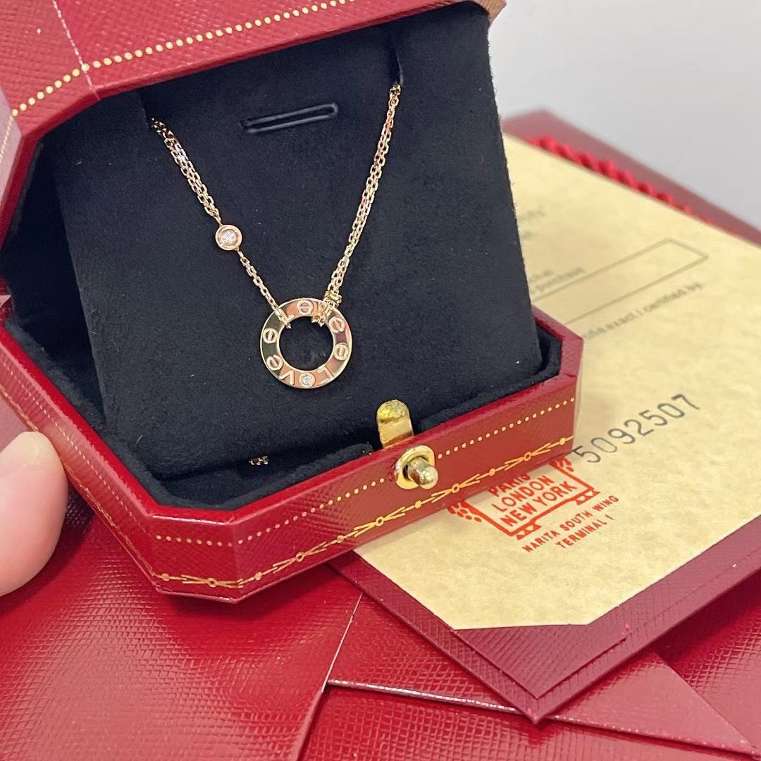 [⭐Seralia]LOVE NECKLACE 16MM 2 DIAMONDS