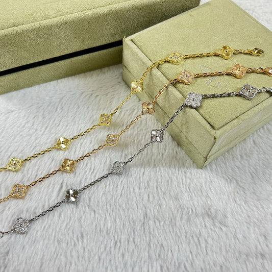 [⭐Seralia]CLOVER 6 MOTIF DIAMOND LASER BRACELET