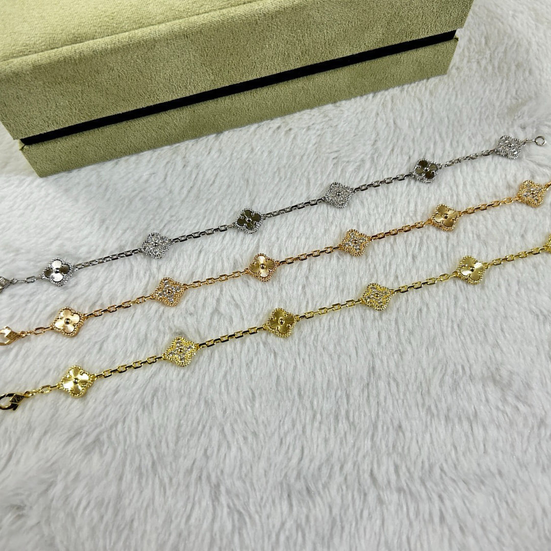 [⭐Seralia]CLOVER 6 MOTIF DIAMOND LASER BRACELET