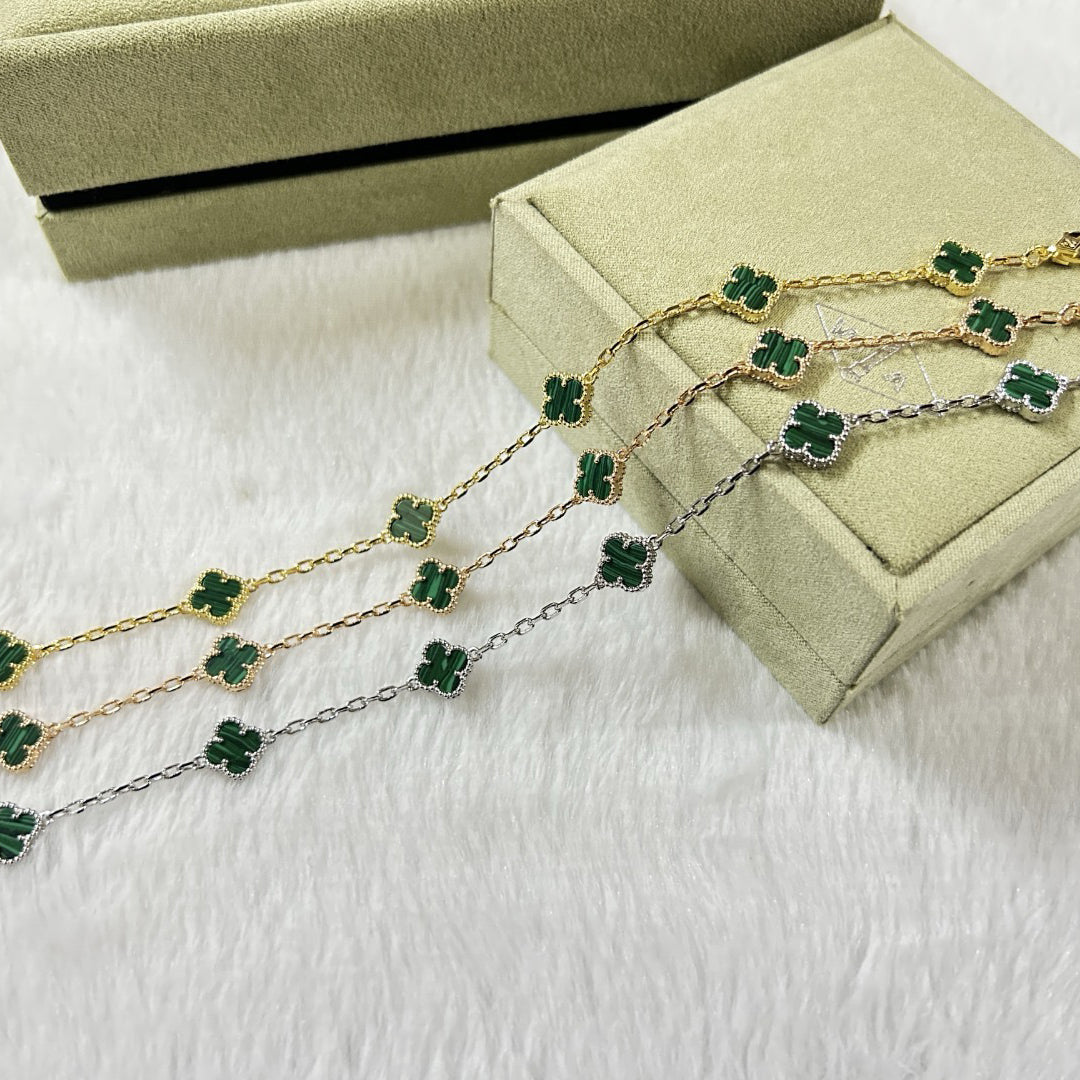 [⭐Seralia]CLOVER 6 MOTIF MALACHITE BRACELET