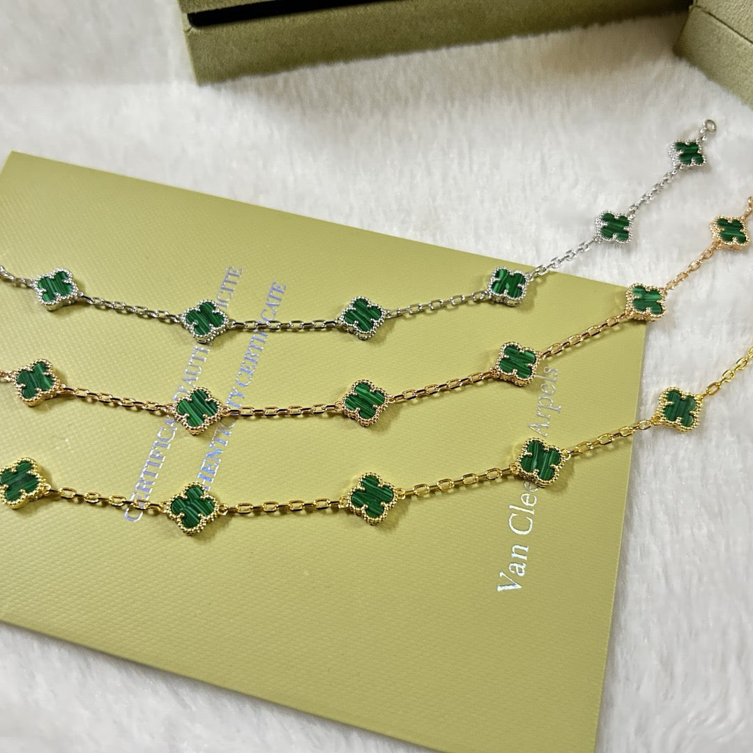 [⭐Seralia]CLOVER 6 MOTIF MALACHITE BRACELET