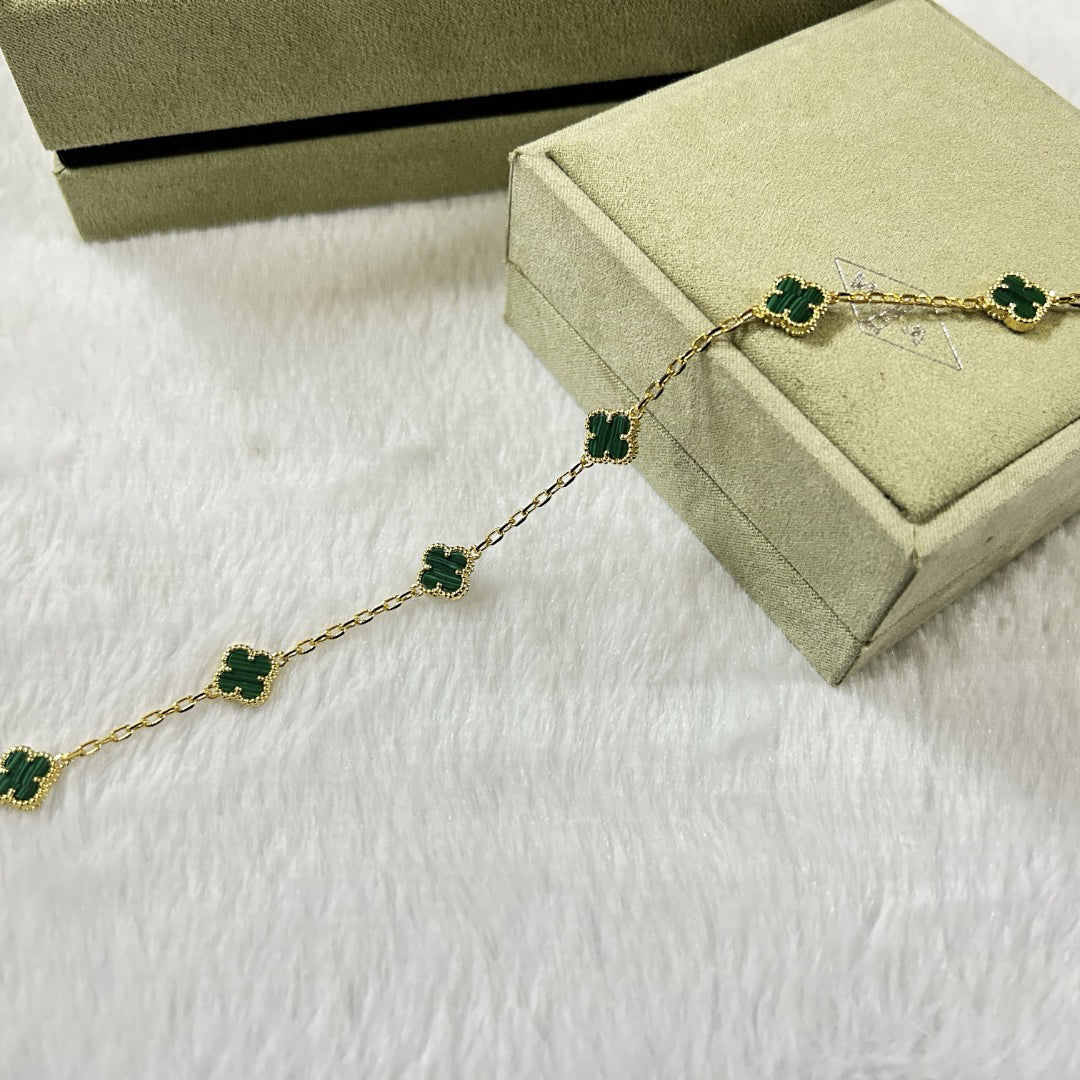 [⭐Seralia]CLOVER 6 MOTIF MALACHITE BRACELET