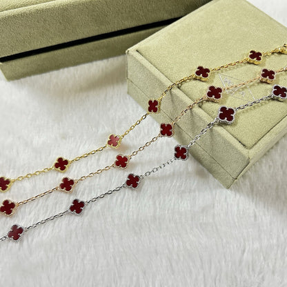 [⭐Seralia]CLOVER 6 MOTIF RED AGATE BRACELET