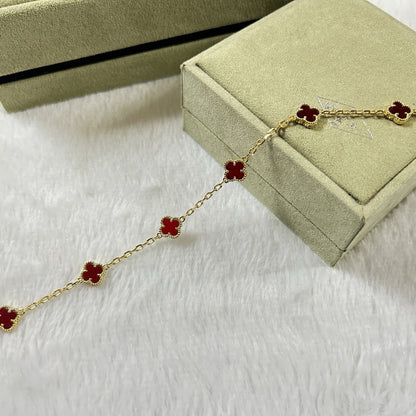 [⭐Seralia]CLOVER 6 MOTIF RED AGATE BRACELET