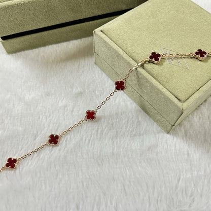 [⭐Seralia]CLOVER 6 MOTIF RED AGATE BRACELET