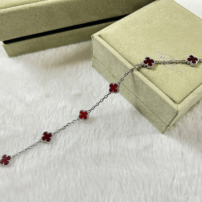 [⭐Seralia]CLOVER 6 MOTIF RED AGATE BRACELET