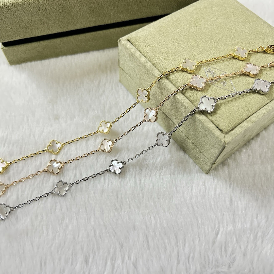[⭐Seralia]CLOVER 6 MOTIF WHITE MOP BRACELET