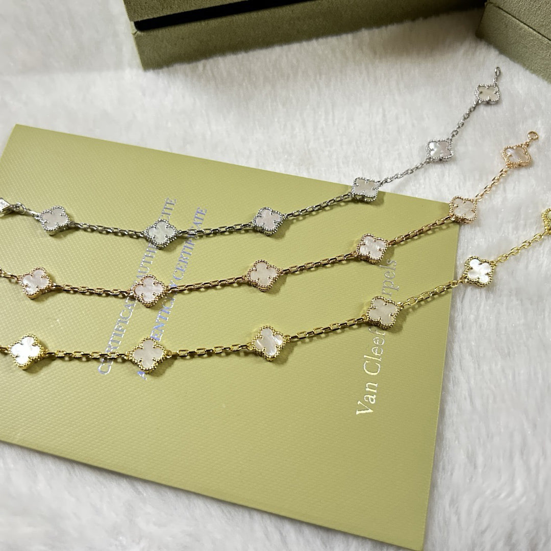 [⭐Seralia]CLOVER 6 MOTIF WHITE MOP BRACELET