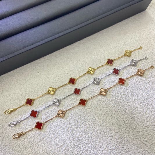 [⭐Seralia]CLOVER 6 MOTIF RED AGATE LASER BRACELET