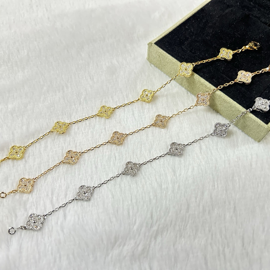 [⭐Seralia]CLOVER 6 MOTIF DIAMOND BRACELET