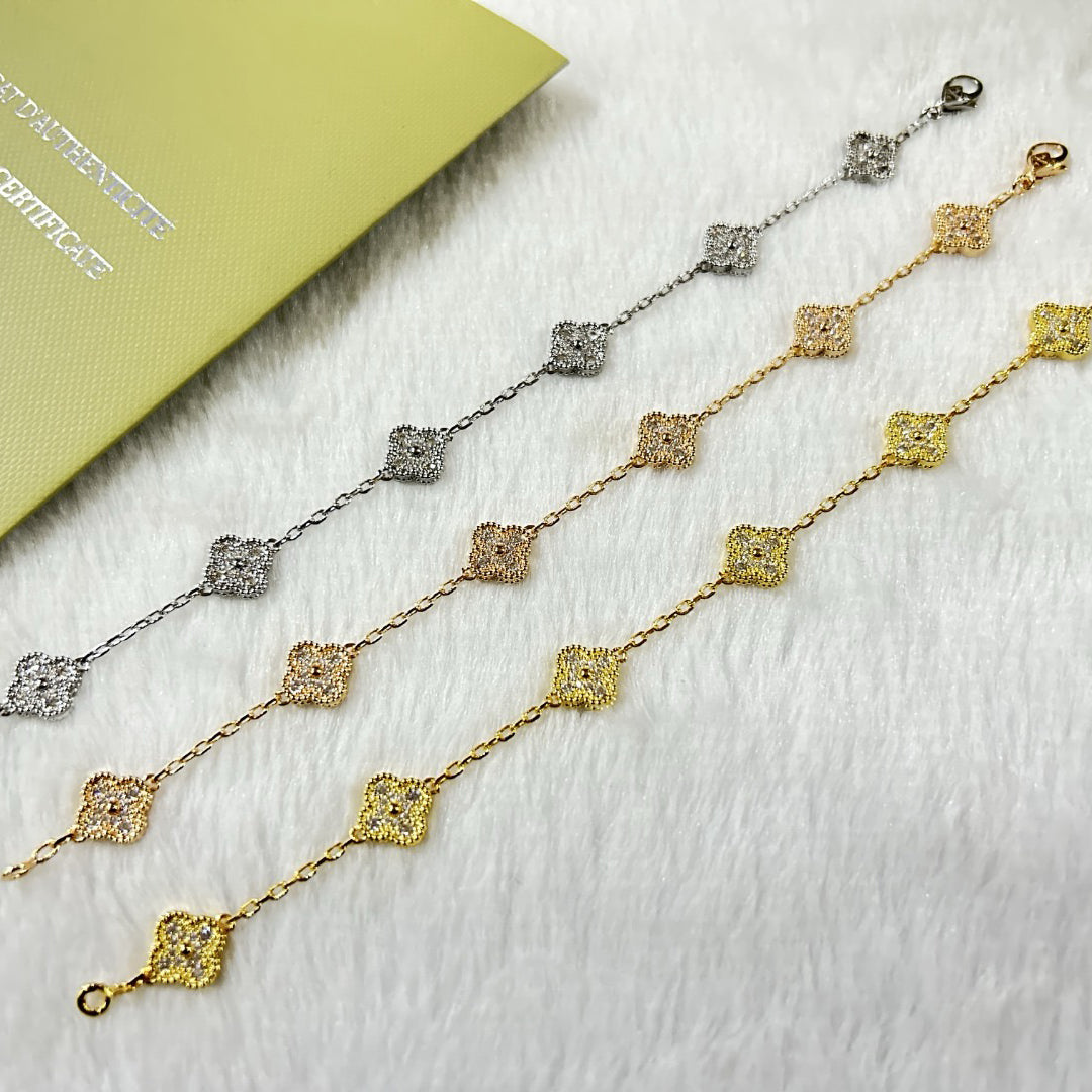 [⭐Seralia]CLOVER 6 MOTIF DIAMOND BRACELET