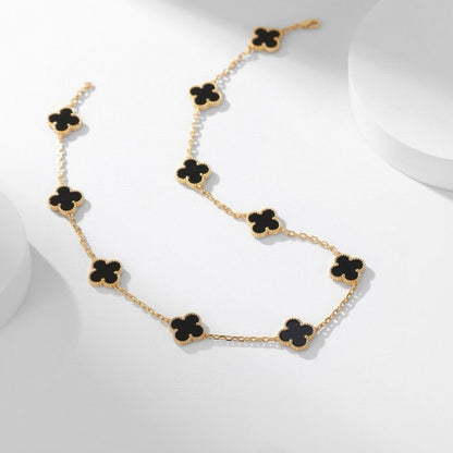 [⭐Seralia]CLOVER 10 MOTIFS ONYX NECKLACE