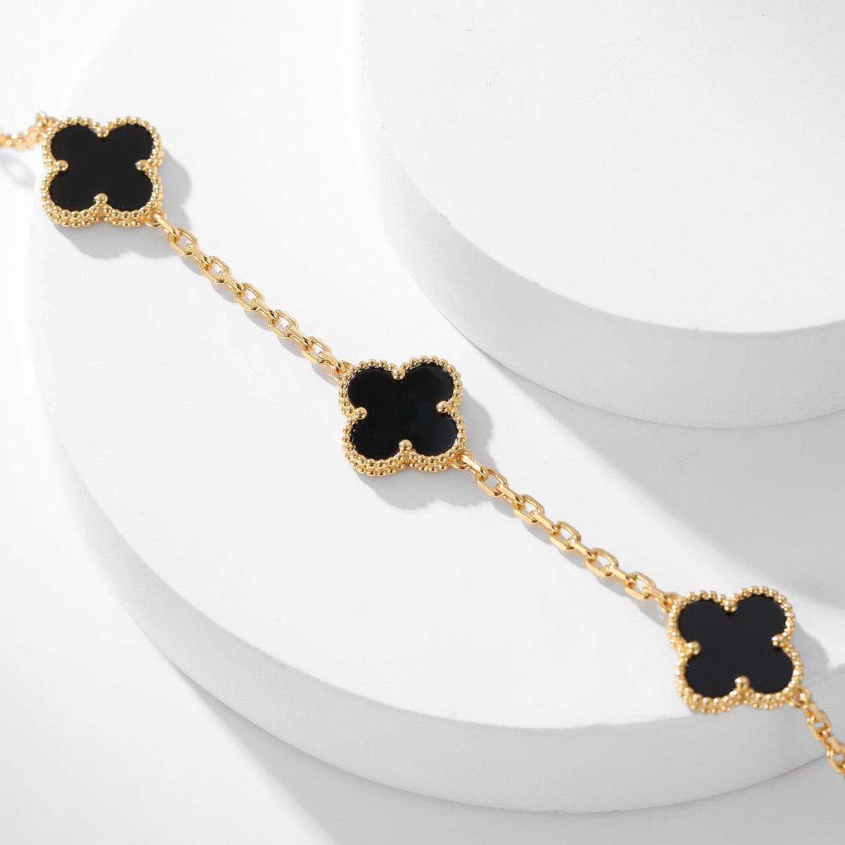 [⭐Seralia]CLOVER 10 MOTIFS ONYX NECKLACE