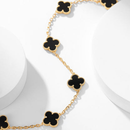 [⭐Seralia]CLOVER 10 MOTIFS ONYX NECKLACE