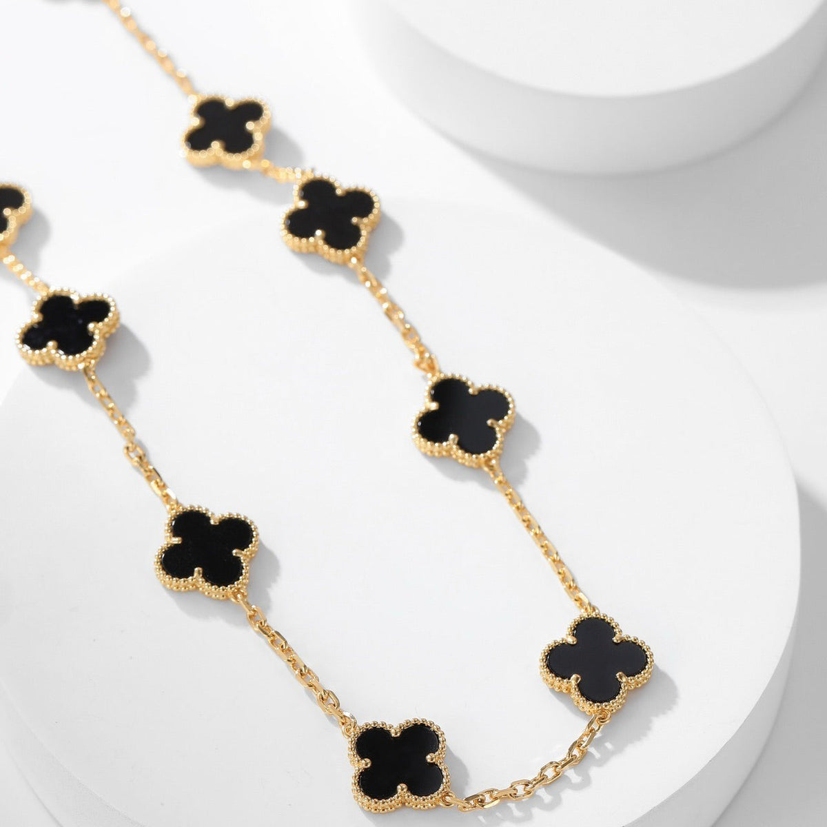 [⭐Seralia]CLOVER 10 MOTIFS ONYX NECKLACE