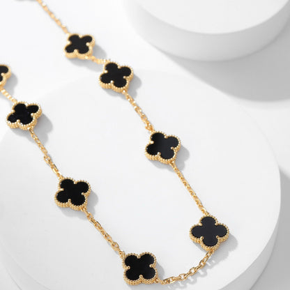 [⭐Seralia]CLOVER 10 MOTIFS ONYX NECKLACE