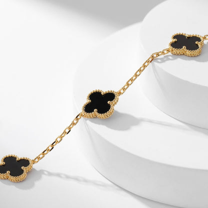 [⭐Seralia]CLOVER 10 MOTIFS ONYX NECKLACE