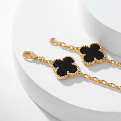 [⭐Seralia]CLOVER 10 MOTIFS ONYX NECKLACE