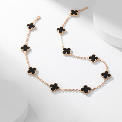 [⭐Seralia]CLOVER 10 MOTIFS ONYX NECKLACE