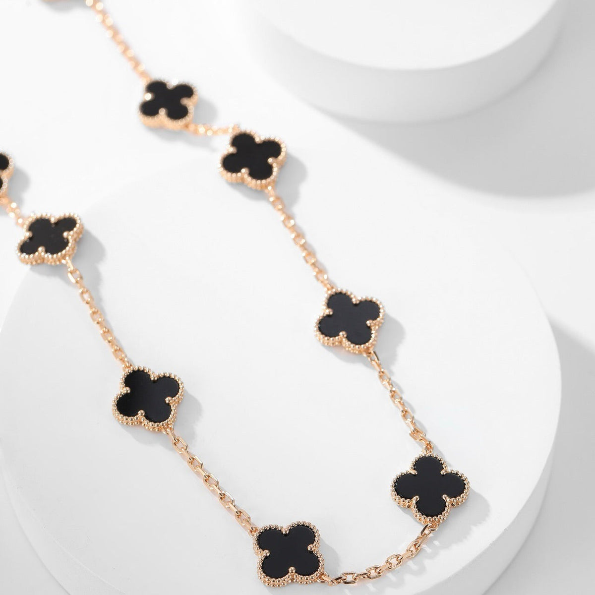 [⭐Seralia]CLOVER 10 MOTIFS ONYX NECKLACE