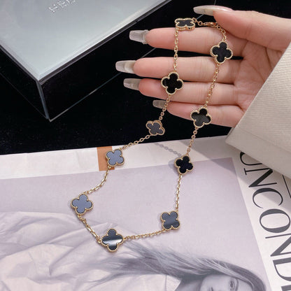 [⭐Seralia]CLOVER 10 MOTIFS ONYX NECKLACE
