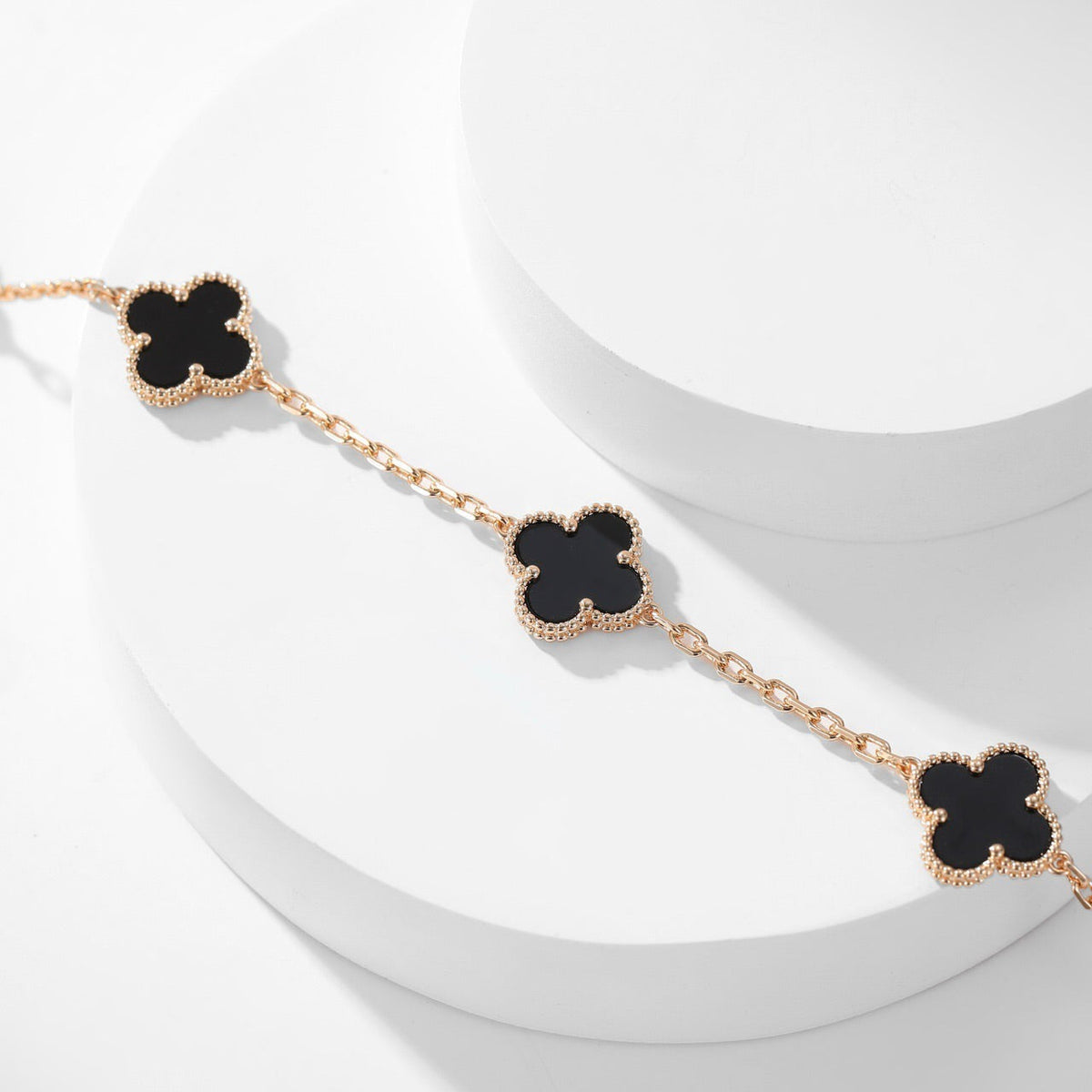 [⭐Seralia]CLOVER 10 MOTIFS ONYX NECKLACE