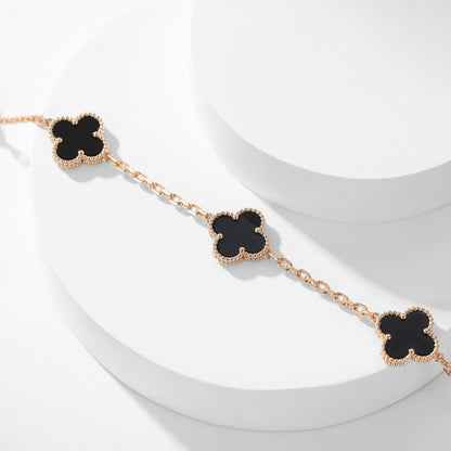 [⭐Seralia]CLOVER 10 MOTIFS ONYX NECKLACE