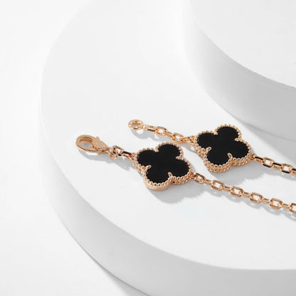 [⭐Seralia]CLOVER 10 MOTIFS ONYX NECKLACE