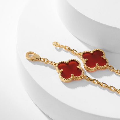 [⭐Seralia]CLOVER 10 MOTIFS CARNELIAN NECKLACE
