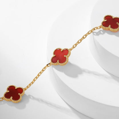 [⭐Seralia]CLOVER 10 MOTIFS CARNELIAN NECKLACE