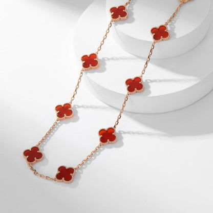 [⭐Seralia]CLOVER 10 MOTIFS CARNELIAN NECKLACE