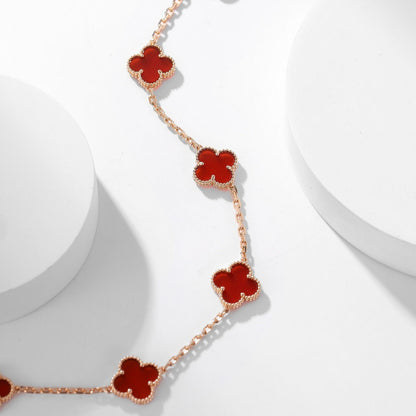 [⭐Seralia]CLOVER 10 MOTIFS CARNELIAN NECKLACE