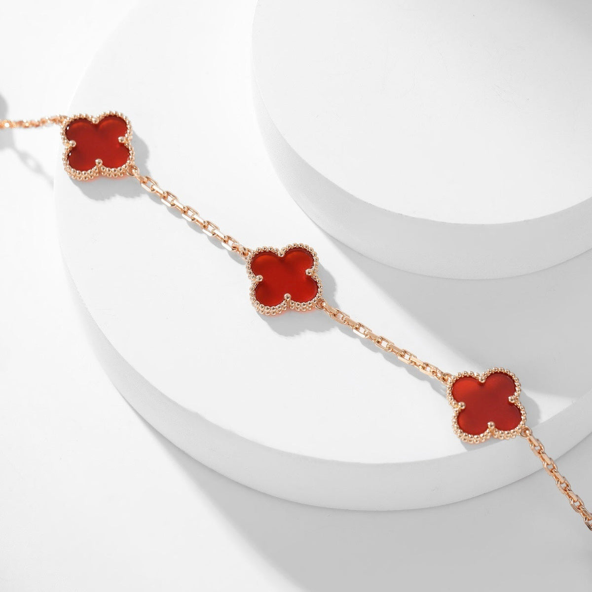 [⭐Seralia]CLOVER 10 MOTIFS CARNELIAN NECKLACE