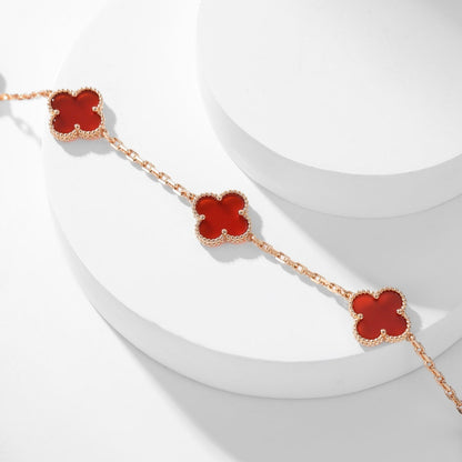 [⭐Seralia]CLOVER 10 MOTIFS CARNELIAN NECKLACE