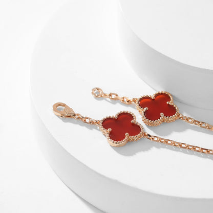 [⭐Seralia]CLOVER 10 MOTIFS CARNELIAN NECKLACE
