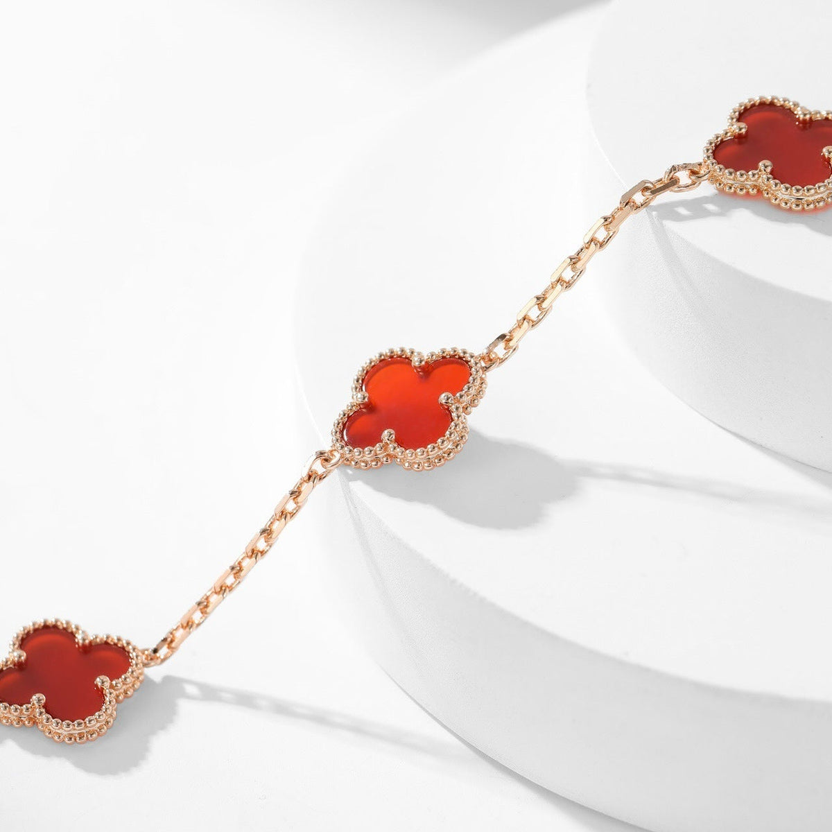 [⭐Seralia]CLOVER 10 MOTIFS CARNELIAN NECKLACE