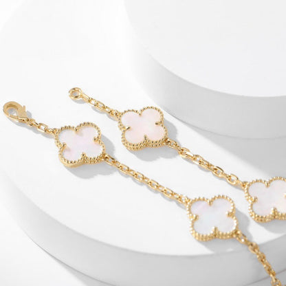 [⭐Seralia]CLOVER 10 MOTIFS WHITE MOTHER OF PEARL NECKLACE