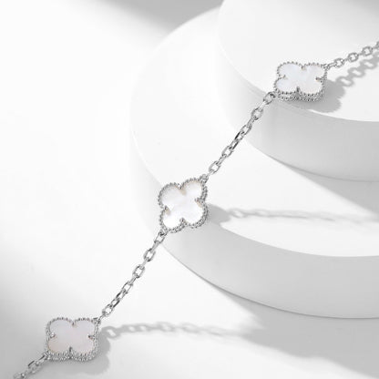 [⭐Seralia]CLOVER 10 MOTIFS WHITE MOTHER OF PEARL NECKLACE