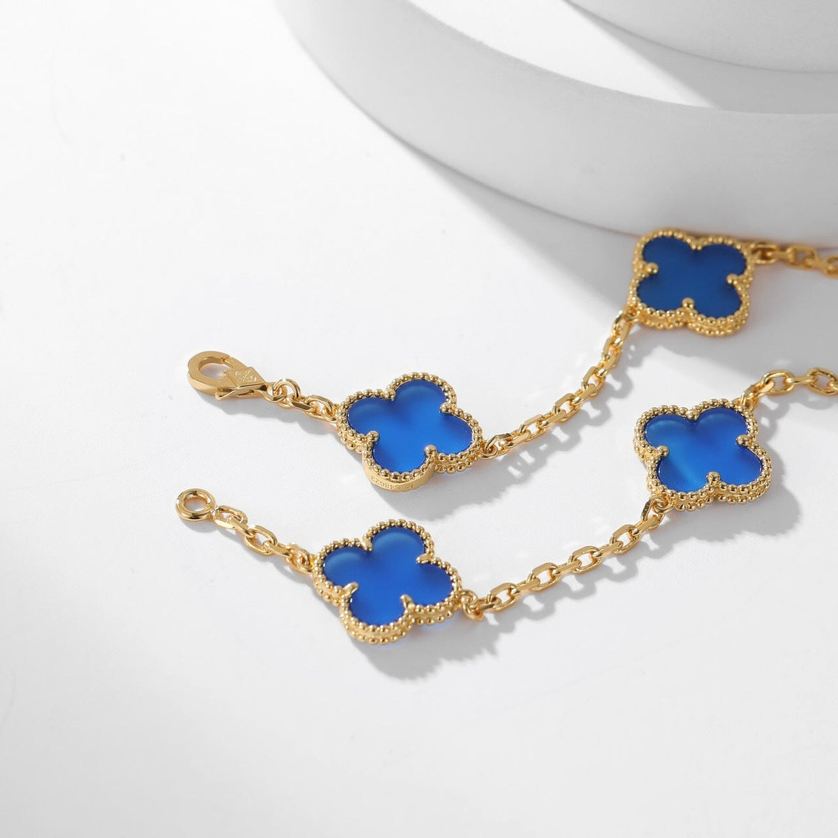 [⭐Seralia]CLOVER 10 MOTIFS BLUE AGATE NECKLACE