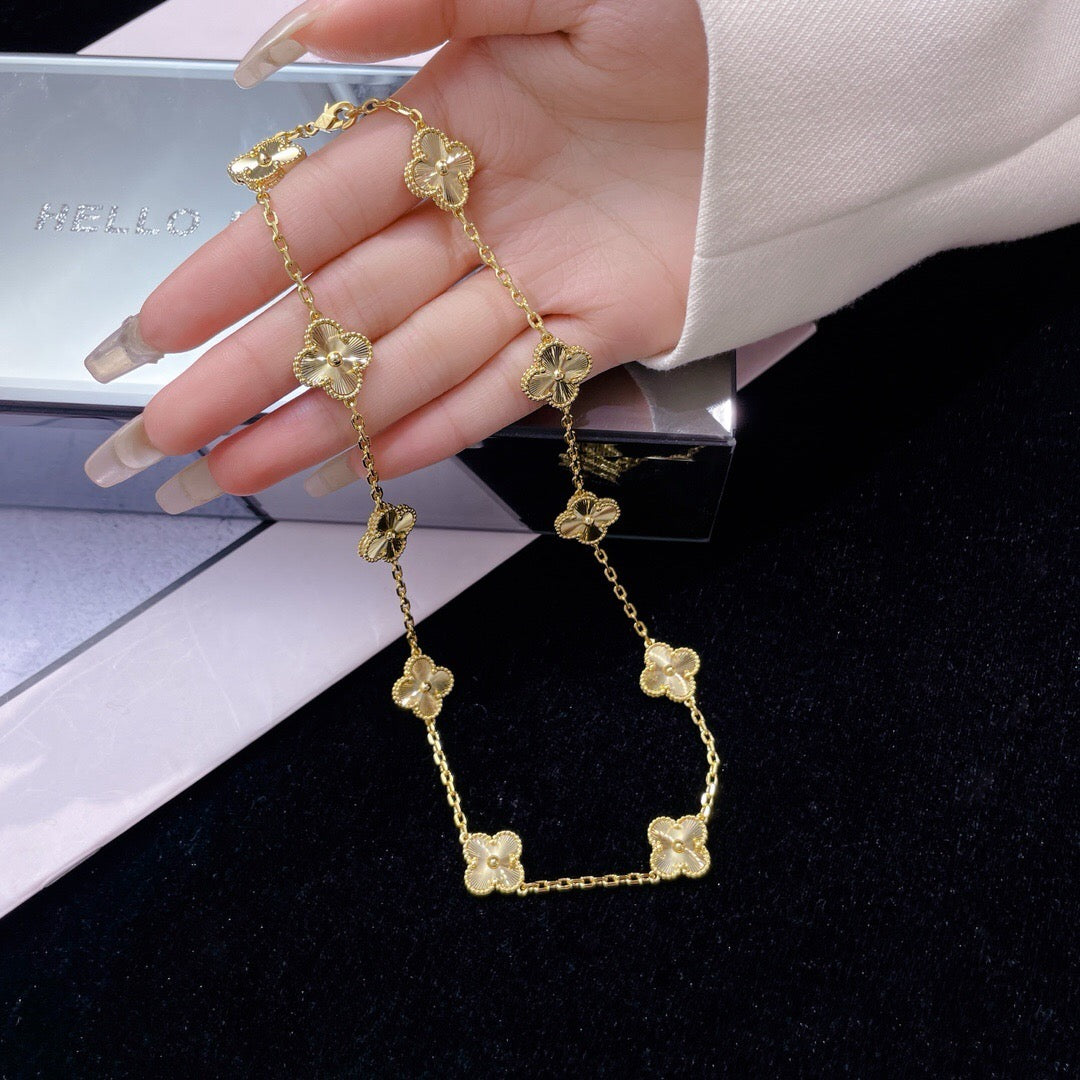 [⭐Seralia]CLOVER 10 MOTIFS LASER NECKLACE