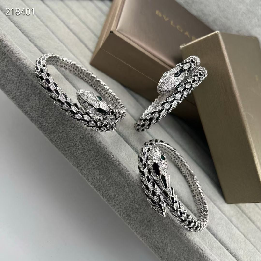 [⭐Seralia]NEW OBSIDIAN & DIAMOND SERPENT BRACELET