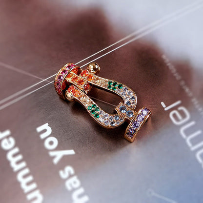 [⭐Seralia]FORCE LARGE HORSESHOE  COLORED DIAMOND BRACELET ROSE GOLD