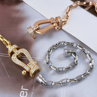 [⭐Seralia]FORCE LARGE HORSESHOE CLASP  METAL BRACELET