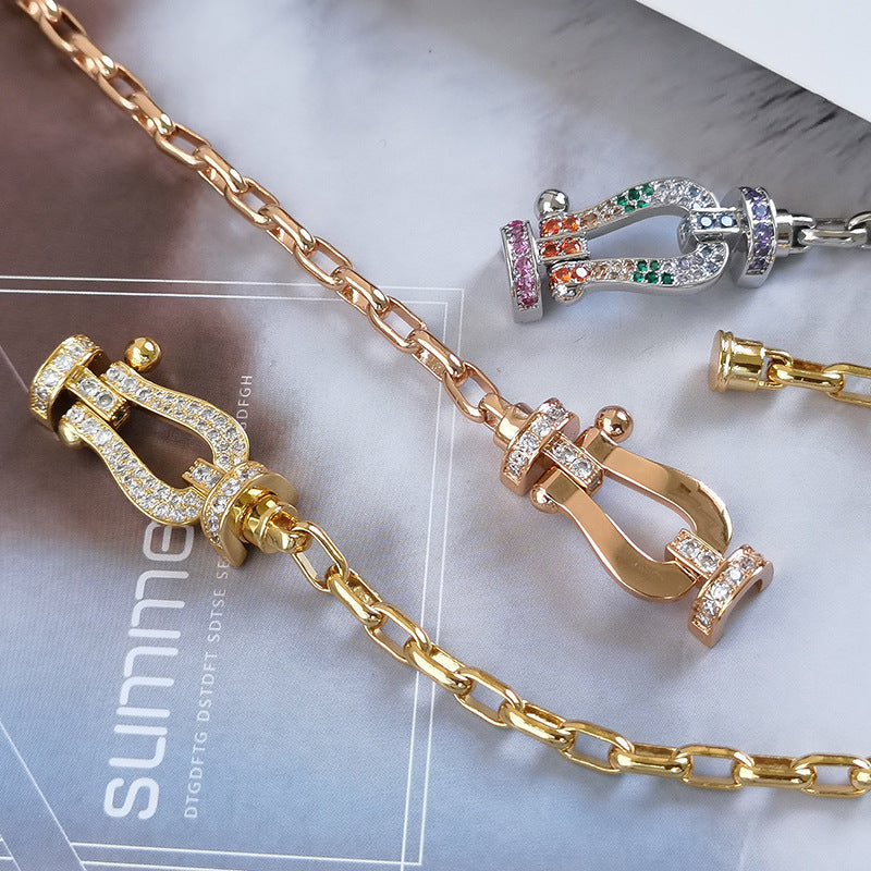 [⭐Seralia]FORCE LARGE HORSESHOE CLASP  METAL BRACELET