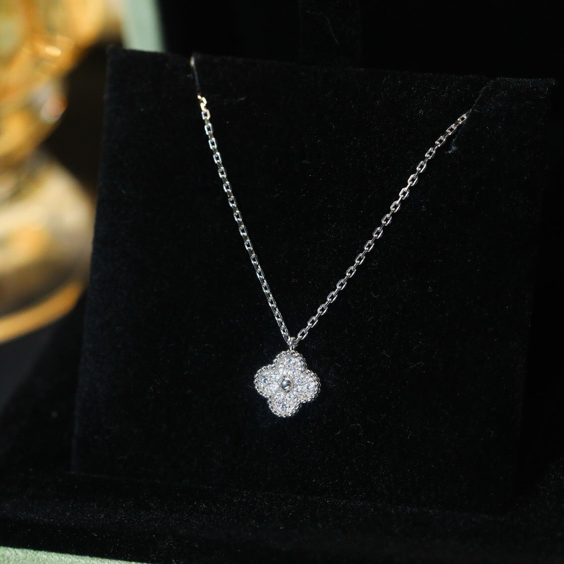 [⭐Seralia]CLOVER MINI 9.5MM PENDANT DIAMOND NECKLACE