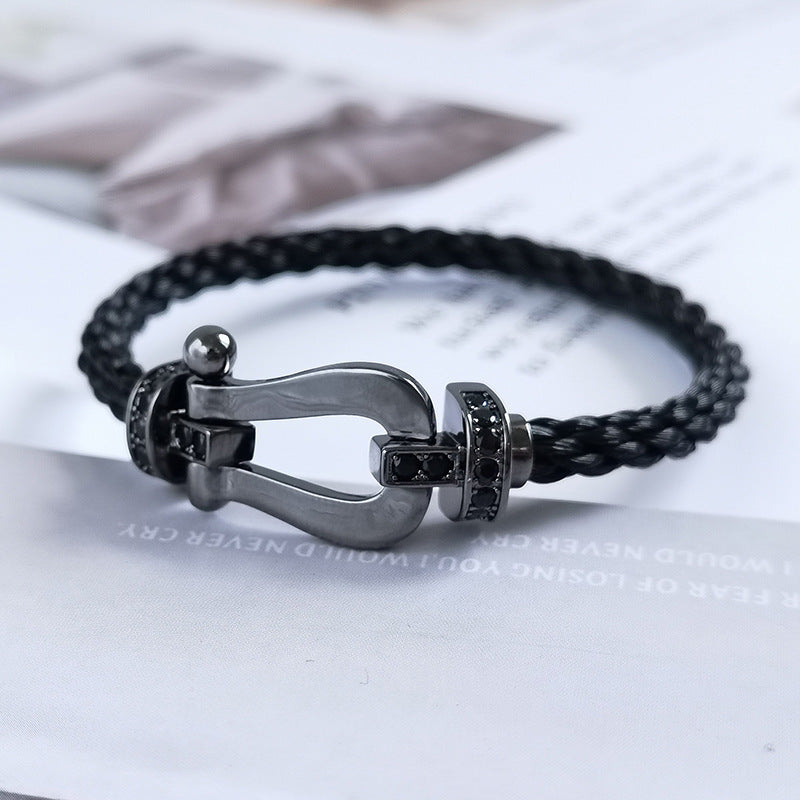 [⭐Seralia]FORCE LARGE SERIES HORSESHOE BLACK SAMURAI BRACELET