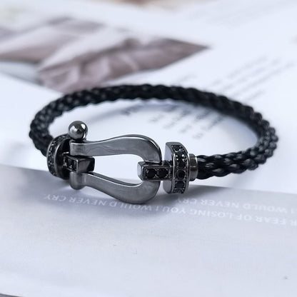 [⭐Seralia]FORCE LARGE SERIES HORSESHOE BLACK SAMURAI BRACELET