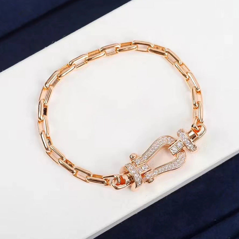 [⭐Seralia]FORCE LARGE HORSESHOE CLASP  METAL BRACELET